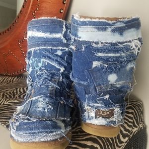 Custom denim ugg tie dye boots
